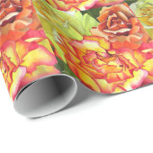 Aquarellkunst in Orangen- und Gelbrosen Geschenkpapier (Rolleneckpunkt)