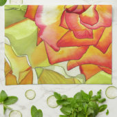 Aquarellkunst in Orangen- und Gelbrosen Geschirrtuch (Gefaltet)