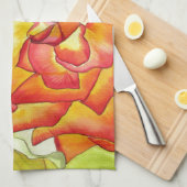 Aquarellkunst in Orangen- und Gelbrosen Geschirrtuch (Viertel Falte)