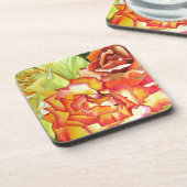 Aquarellkunst in Orangen- und Gelbrosen Untersetzer (Linke Seite)