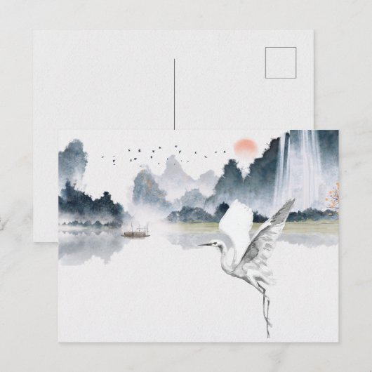 Aquarellkunst Landschaft Postkarte (Vorne/Hinten)