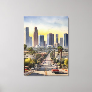 Aquarellkunst Los Angeles Leinwanddruck