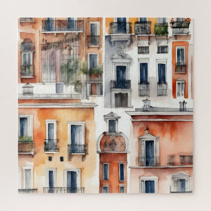 Aquarellkunst Madrid Puzzle