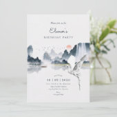 Aquarellkunst Naturlandschaft Geburtstag Einladung (Stehend Vorderseite)