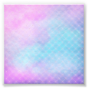 Aquarellkunst Pastellfarbe Blau Lila Mädchen Fotodruck