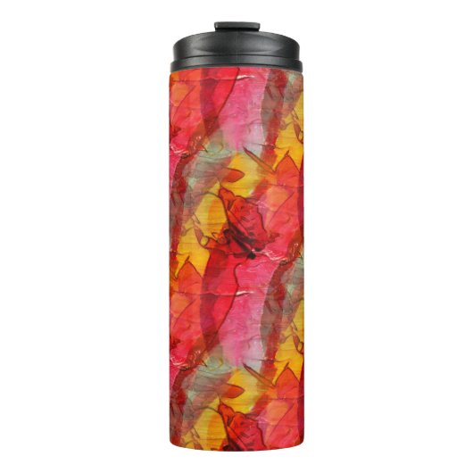 Aquarellkunst, rot gelb thermosbecher (Vorderseite)