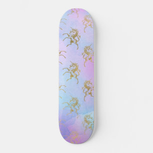 Aquarellkunst Sanfte Farben Goldenes Einhorn Fanta Skateboard