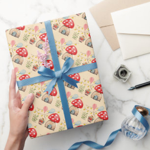 Aquarellkunst Süße Pilze Illustration Geschenkpapier
