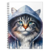 Aquarellkunst Tabby Katze im Hoodie-Spritzer Notizblock (Vorderseite)