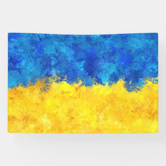 Aquarellkunst ukrainische Flagge Banner (Horizontal)