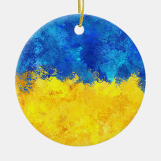 Aquarellkunst ukrainische Flagge  Keramik Ornament