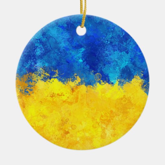 Aquarellkunst ukrainische Flagge  Keramik Ornament (Vorne)