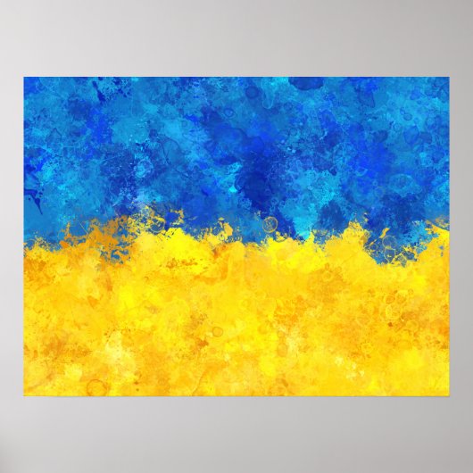 Aquarellkunst ukrainische Flagge Poster (Vorne)