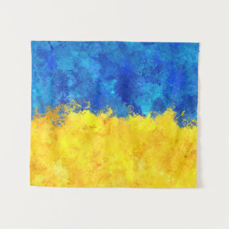 Aquarellkunst ukrainische Flagge  Wandteppich