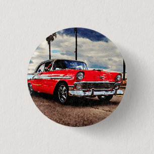 Aquarellkunst von 1956 Chevrolet Bel Air Button