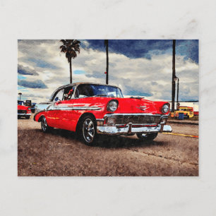 Aquarellkunst von 1956 Chevrolet Bel Air Postkarte