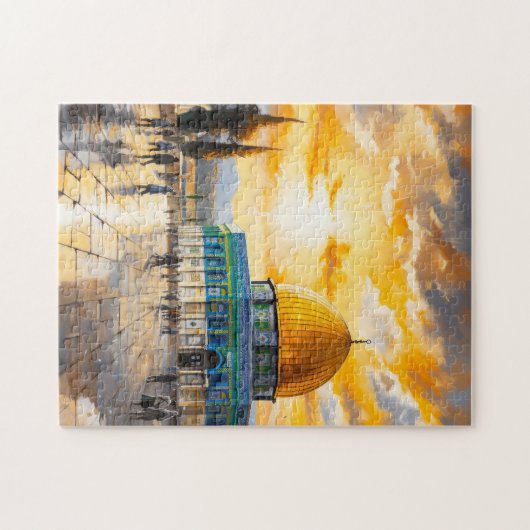 Aquarellkuppel Rock Aqsa Moschee Jerusalem Puzzle (Horizontal)