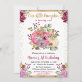 Aquarellkürbis Herbst 1. Geburtstag Einladung (Vorderseite)