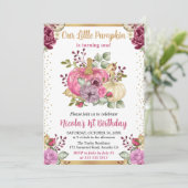 Aquarellkürbis Herbst 1. Geburtstag Einladung (Stehend Vorderseite)