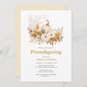 Aquarellkürbis Herbstlaub freundlich Einladung (Vorne/Hinten)