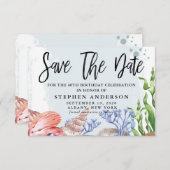 Aquarellküste 40. Geburtstags-Party Save The Date (Vorne/Hinten)