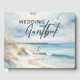Aquarellküste am Strand Hochzeit Gästebuch