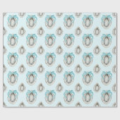 Aquarellküste Austern Blauer Bow Geschenkpapier (Flach)