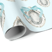 Aquarellküste Austern Blauer Bow Geschenkpapier (Rolleneckpunkt)