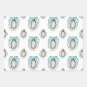 Aquarellküste Austern Blauer Bow Geschenkpapier Set (Vorderseite 2)