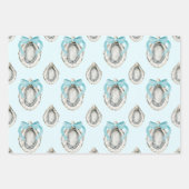 Aquarellküste Austern Blauer Bow Geschenkpapier Set (Vorderseite 3)