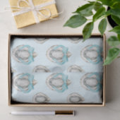 Aquarellküste Austern Blauer Bow Seidenpapier (Geschenk)