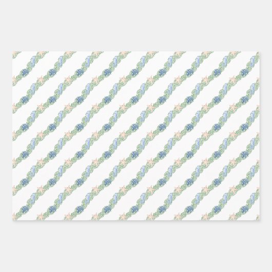 Aquarellküste Küste Weihnachtsgarten Geschenkpapier Set (Vorderseite)