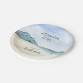 Aquarellküste Pappteller (Schrägansicht)