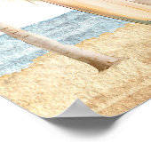 Aquarellküste Surf Kinderdusche Begrüßungszeichen Poster (Ecke)