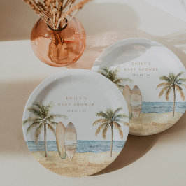 Aquarellküste Surf Kinderdusche Pappteller