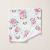 Aquarelllama auf Minze Badhandtuch Set (Waschlappen)