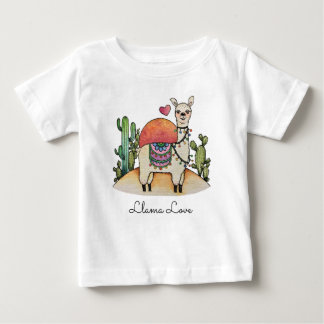 Aquarelllama mit Kakteen Baby T-shirt