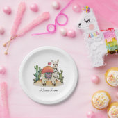 Aquarelllama mit Kakteen Pappteller (Party)