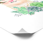 Aquarelllama mit Sukkulturen Foto drucken (Ecke)