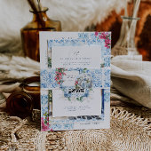 Aquarellland Griechenland | Hochzeitsmonogramm Einladungsbanderole