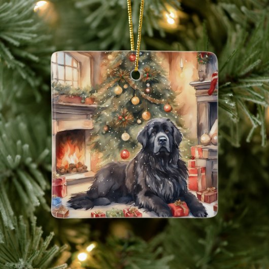 Aquarellland - Weihnachtslandschaft 3 Keramikornament (Baum)