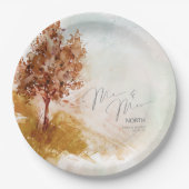 Aquarelllandschaft Herr & Frau Autumn Gold ID786 Pappteller (Vorderseite)