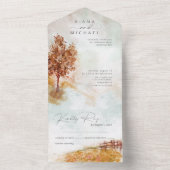 Aquarelllandschaft Hochzeit Alle Herbst Gold ID786 All In One Einladung (Innen Boden)
