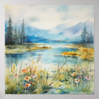 Aquarelllandschaft III Poster