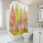 Aquarelllandschaft mit Herbstbäumen Duschvorhang (Beispiel)