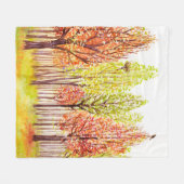 Aquarelllandschaft mit Herbstbäumen Fleecedecke (Vorderseite (Horizontal))