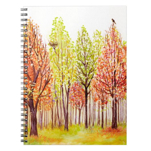 Aquarelllandschaft mit Herbstbäumen Notizblock (Vorderseite)
