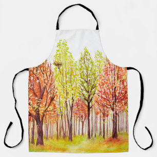 Aquarelllandschaft mit Herbstbäumen Schürze