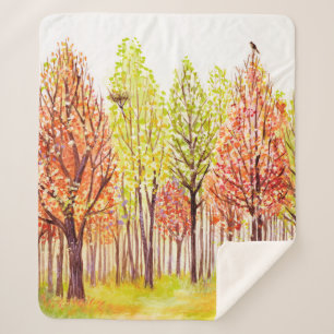 Aquarelllandschaft mit Herbstbäumen Sherpadecke