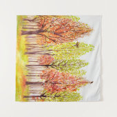 Aquarelllandschaft mit Herbstbäumen Wandteppich (Vorderseite (Horizontal))